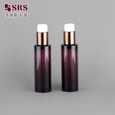comprar Botellas de PET de 50 ml de loción de lujo marrón translúcido con bomba de suero para cosméticos online manufacture