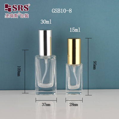 comprar Dispensador cuadrado y elegante Contenedor de desinfectante de manos de lujo de niebla fina 15 ml 30 ml Botella de spray de vidrio online manufacture
