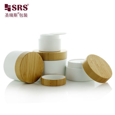 comprar 50g 100g 150g 250g Matte Frosted PP Jarrón de plástico con tapa de bambú real Contenedores de crema personalizados online manufacture