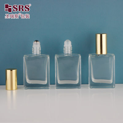 comprar Forma cuadrada Pared gruesa Aceite esencial de lujo Vidrio en rodillo Botella de muestra de 15 ml online manufacture