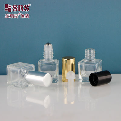 comprar 6 ml de perfume vacío de forma cuadrada botella de vidrio de rodillo metálico transparente online manufacture