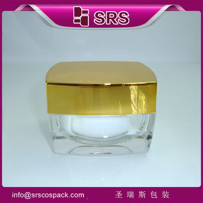 comprar SRS China proveedor de fanshion gloden vacío acrílico cuadrado contenedor de crema cosmética al por mayor online manufacture