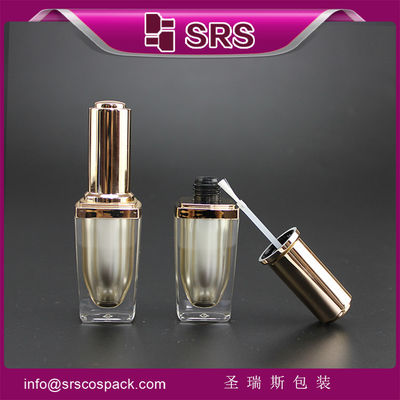 comprar SRS venta al por mayor de lujo vacío cuadrado botella de plástico de esmalte de uñas de 8 ml con tapa de pincel dorada online manufacture
