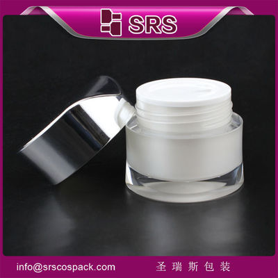 comprar Jarrón cosmético de forma especial, blanco, con tapa matelizada J093 30g 50g online manufacture