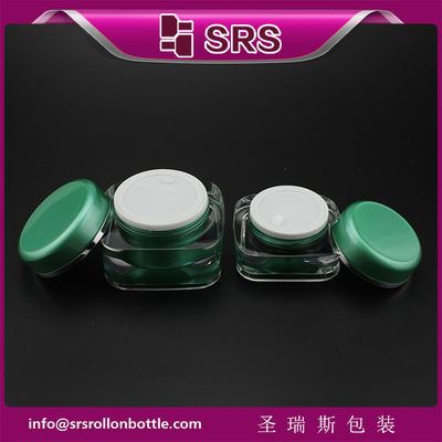 comprar Jarrón de cuidado de la piel de color verde,contenedor cosmético de forma cuadrada de alta calidad vacío online manufacture
