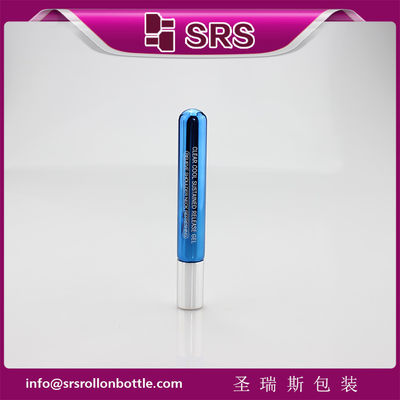 comprar Rollo de vidrio de color azul metalizado de 10 ml en botella con bola de metal y tapa de aluminio plateada para suero ocular, aceite esencial online manufacture