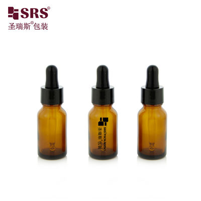 comprar 15 ml 0,5 oz de color ámbar vacío redondo de pared gruesa molde de aceite esencial botella de vidrio goteador online manufacture