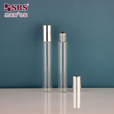 comprar 15 mm de diámetro tubo tubo de vidrio 10 ml de acero inoxidable rollo de bola de rodillo en botella con tapa de aluminio de metal brillante para aceites esenciales perfume vacío embalaje online manufacture