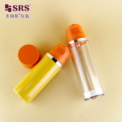 comprar A0215 Snap On Style Botella de suero facial redonda de plástico AS Botella de vacío vacío Gel para el cuidado de la piel Embalaje sin aire online manufacture
