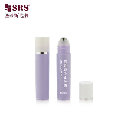 comprar RPP-30ml inyección púrpura brillante mate acabado con tapa blanca con estampado anillo de plata bola de acero masaje de pelo suero botella de rodillo online manufacture