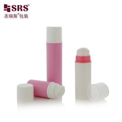 comprar A0211 15ml 30ml 50ml Forma redonda Elegante bomba de plástico sin aire botella de loción rosa Snap On de diseño bomba online manufacture