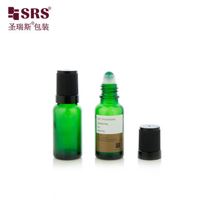 comprar BLPF Botella de bola de acero de vidrio enrollador de forma redonda vacía etiquetada con tapa de tornillo negro para el embalaje de perfumes de aceites esenciales online manufacture
