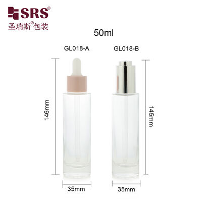 comprar GL018 Botella cuentagotas de vidrio de pared gruesa y forma redonda de cilindro de 50 ml para suero para el cuidado de la piel online manufacture