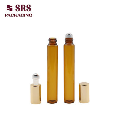 comprar 10 ml de lujo de pared delgada de bolsillo tamaño de viaje aceite esencial de vidrio ámbar botella de rodillo online manufacture