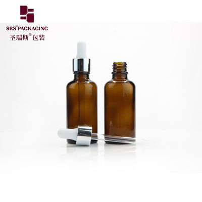 comprar Botella de vidrio de goteo personalizada vacía de 50 ml de color marrón ámbar para aceite esencial online manufacture