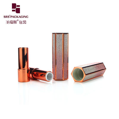 comprar forma hexagonal vacío diseño único bling brillante tubo de lápiz labial bajo MOQ online manufacture
