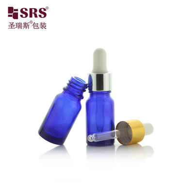 Botella de goteo de vidrio de tamaño pequeño para viajes de bolsillo con suero facial de aceite esencial de 10 ml