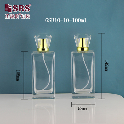 Botellas de forma cuadrada con tapa de diseño único Botella de vidrio de spray de niebla de perfume 100ml