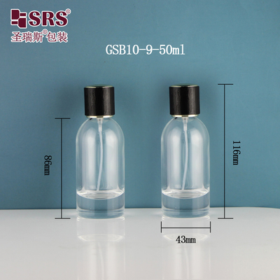 Botella de spray de vidrio de 50 ml vacía de perfume transparente de forma Boston
