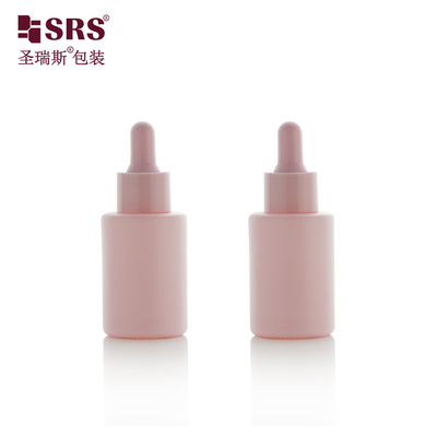 Botellas redondas de vidrio bonitas Aceite esencial de perfume Botella de gotero rosa 30ml