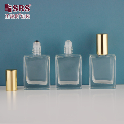 Forma cuadrada Pared gruesa Aceite esencial de lujo Vidrio en rodillo Botella de muestra de 15 ml