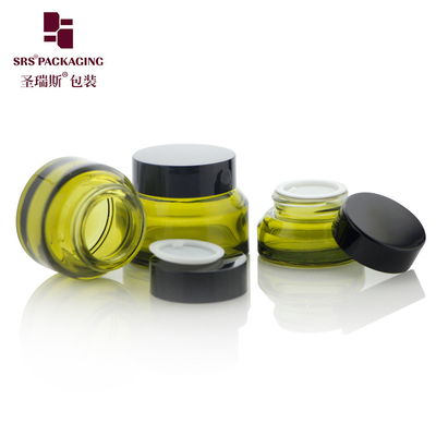 15 ml 30 ml 50 ml Embalaje de cuidado de la piel vacío Pintura Verde Color de diseño único Cosmético Jar de vidrio 50g