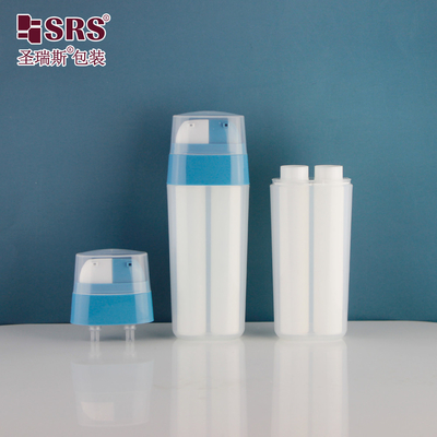 30 ml de tubo doble de PP PCR loción reciclada suero gel para el cuidado de la piel botella cosmética sin aire 20 ml