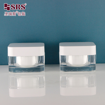 15g 30g 50g Cosméticos Cuadrado Contenedor de personalización Elegante Jarrón de crema vacía Jarrón acrílico 15ml