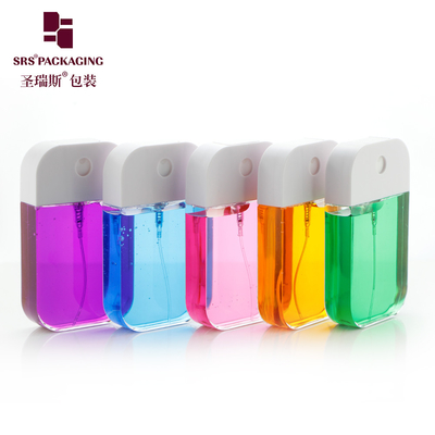 Envase de perfume de plástico PETG transparente de tamaño de bolsillo para teléfonos cuadrados