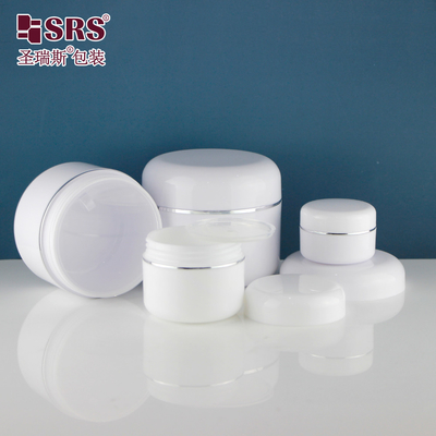 Listo para el envío en stock Blanco de doble pared redondo vacío crema cosmética Blanco frascos de plástico 50 ml