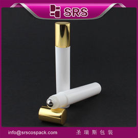 SRS 15 ml de rollo de crema para ojos vacío en el envase del proveedor, frasco en rollo con tapa dorada brillante