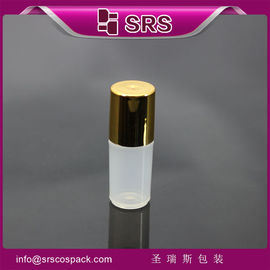 SRS proveedor de envases 3 ml de bola de metal botella de plástico de rodillo con tapa metalizada en oro
