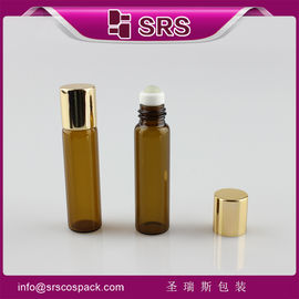 SRS rollo de vidrio de perfume de 5 ml, redondo y vacío, ámbar, venta al por mayor de productos de cuidado personal
