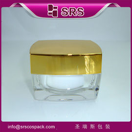 SRS China proveedor de fanshion gloden vacío acrílico cuadrado contenedor de crema cosmética al por mayor