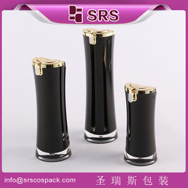 SRS China Proveedor de lujo vacío negro productos para el cuidado de la piel contenedor de loción acrílica botella