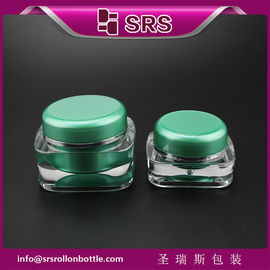 J051 frasco para el cuidado de la piel de forma cuadrada,SRS PACAJE frasco verde 50 g