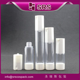 TA021 Botella de la bomba sin aire de color blanco de 15 ml, 30 ml y 50 ml para loción