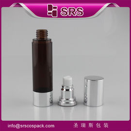 Botella de color ámbar para inyecciones con hombro de aluminio y base para loción