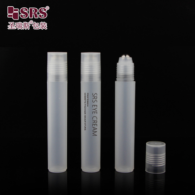 Rondo, claro, mate, brillante, de PP, PCR, plástico, rodillo, bola de acero, rollo de masaje en botella de 15 ml