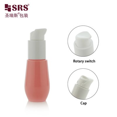 30 ml de loción de fondo de color plástico reciclado en forma de U bomba de loción de color rosa botella de PET
