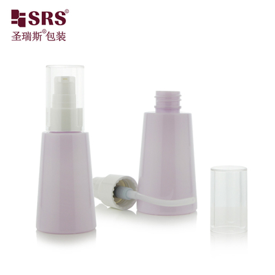 Botellas de loción de plástico de color personalizado con forma de cono única de 70 ml Botella de bomba de PET