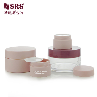 15g 80g Matte Finished Contenedor de crema de plástico vacío de color rosa personalizado Jarrones cosméticos de PET