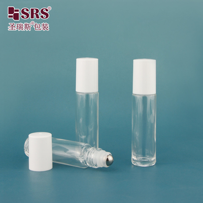 Botellas de vidrio de forma redonda transparente para brillo labial 10 ml botella de rodillo