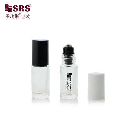 5 ml Mini Cute Glass Roll On Bottle Transparente con botellas de rollo de tapa de aluminio para aceites esenciales