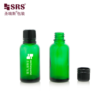 Aceites de masaje cosméticos vacíos Tipo de tornillo de tapa resistente a los niños con botellas de vidrio de enchufe para aceite