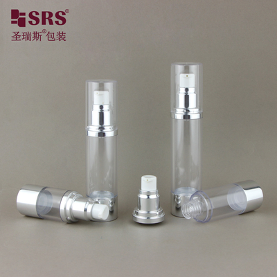 15 ml 30 ml 40 ml 50 ml redondo transparente AS botella de suero cosmético sin aire
