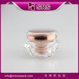 J060C recipiente cosmético de lujo en forma de diamante, acrílico y brillante