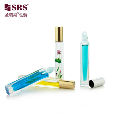 Rollo de forma cuadrada de 10 ml en botellas con impresión 3D Flores Botella de bola de rodillo