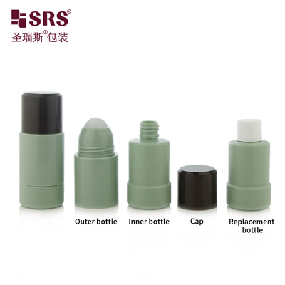 50 ml 75 ml Embalaje cosmético vacío Color personalizado Remplazable PP PCR Rollo reciclado en botella de gel de desodorante