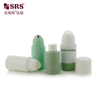 50 ml 75 ml vacío recargable PP PCR reciclado inyectable color personalizado desodorante de lujo rollo en botella